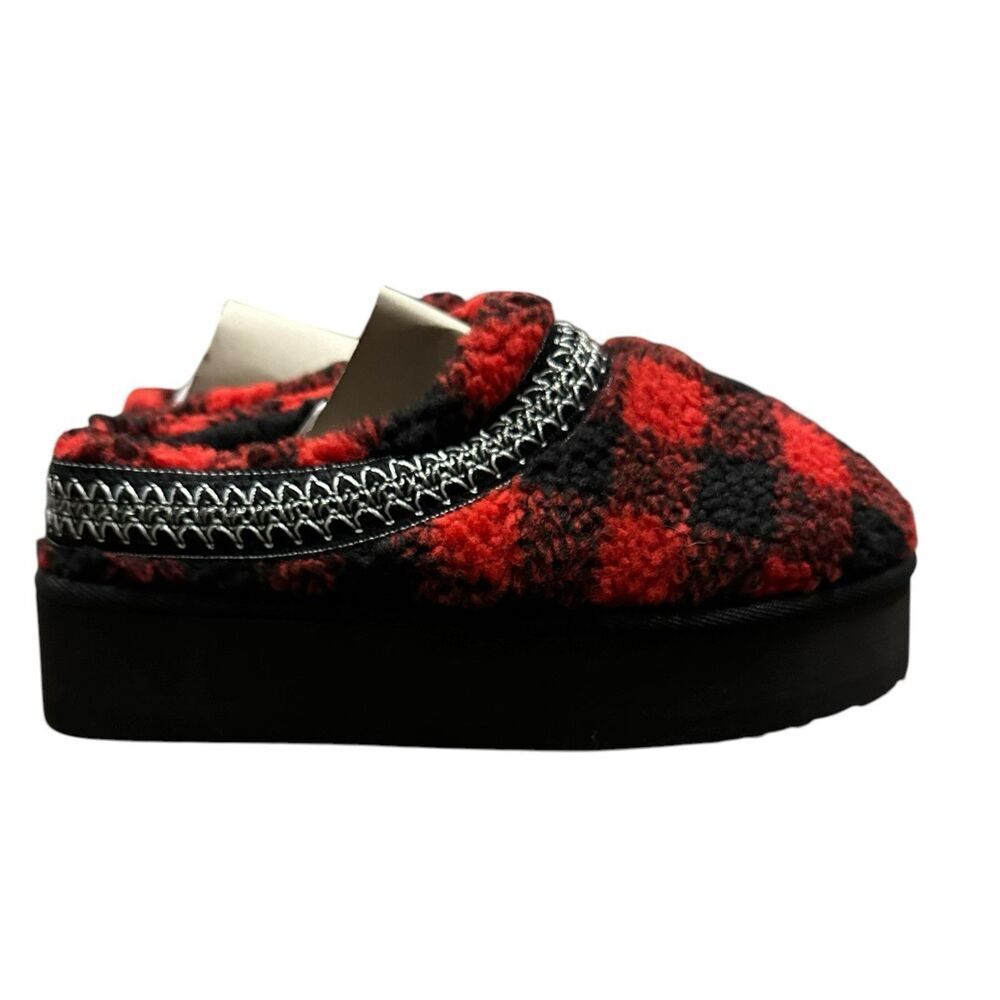 Simply Southern Platform Mule Clog Slipper Buffalo Plaid Size 9 Women’s Red